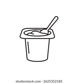 Yogurt Cup with Spoon Resting on Rim, Fresh Dairy Snack