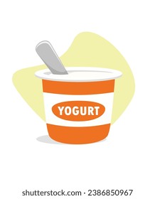 Yogurt cup with spoon stock illustration