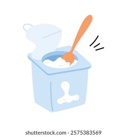 Yogurt cup with spoon vector design, great for breakfast