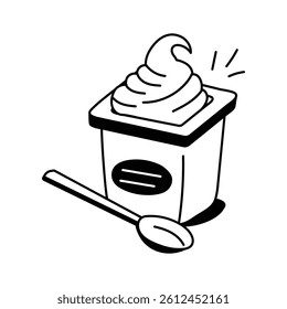 Yogurt cup with spoon vector design, great for breakfast