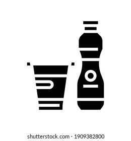 yogurt dairy product with probiotics glyph icon vector. yogurt dairy product with probiotics sign. isolated contour symbol black illustration