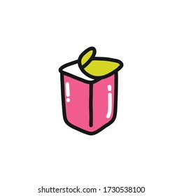 yogurt doodle icon, vector illustration