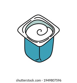 yogurt doodle icon, vector illustration