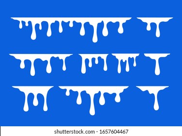 Yogurt drips. Milk drop flow. Vector illustration