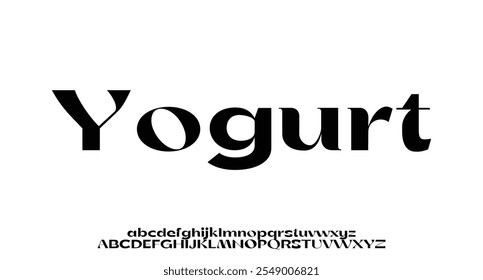 Yogurt, Elegant Font Uppercase Lowercase And Number. Classic Lettering Minimal Fashion Designs. Typography modern serif fonts regular decorative vintage concept. vector illustration
