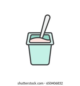 Yogurt Flat Line Icon.