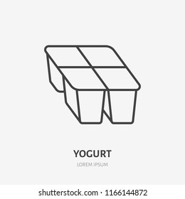 Yogurt, flat line logo, sour cream vector icon. Dairy product illustration. Sign for healthy food store.