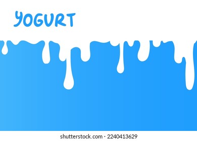 yogurt flows down on a blue background.	