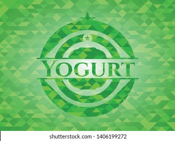 Yogurt green mosaic emblem. Vector Illustration. Detailed.