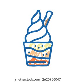 yogurt ice cream doodle icon sketch vector. yogurt ice cream sign. isolated symbol illustration