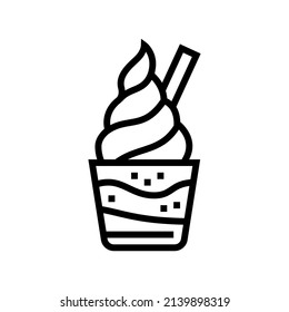 yogurt ice cream line icon vector. yogurt ice cream sign. isolated contour symbol black illustration