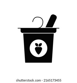 Yogurt icon in black flat glyph, filled style isolated on white background