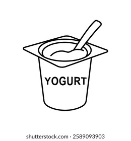 yogurt icon cup with spoon vector design illustration