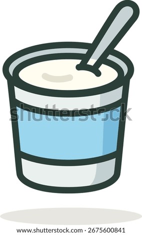 Yogurt Icon – Flat Vector of Probiotic Fermented Food for Gut Health	