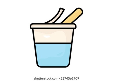 Yogurt icon illustration. icon related to cooking spices. Two tone icon style, lineal color. Simple vector design editable