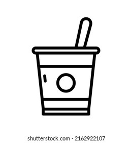 Yogurt Icon. Line Art Style Design Isolated On White Background