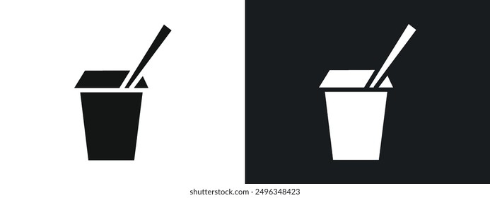 Conjunto de Vector de gráficos lineales de icono de yogur en negro
