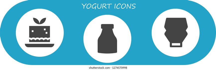  yogurt icon set. 3 filled yogurt icons. Simple modern icons about  - Mousse, Milk, Mayonnaise