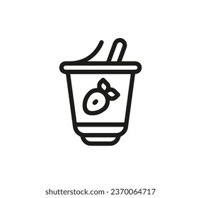 Yogurt icon vector. Linear style sign for mobile concept and web design. mint symbol illustration. Pixel vector graphics - Vector.