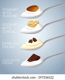 Yogurt with Ingredients : Vector Illustration