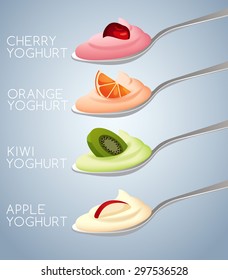 Yogurt with Ingredients : Vector Illustration