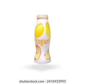 yogurt isolated 3d illustration. peach and apple yogurt 3d icon