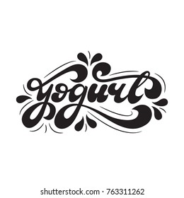 Yogurt Lettering Logo Design. Vector Illustration.