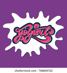 Yogurt Lettering Logo Design. Vector Illustration.