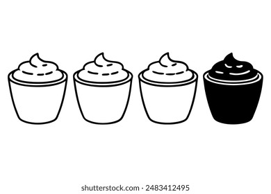 Yogurt Line Art Food Elegant Sleek Minimalist Style Illustrations
