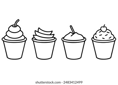 Yogurt Line Art Food Elegant Minimalist Design Illustrations