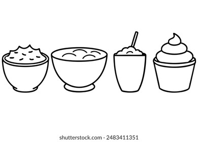 Yogurt Line Art Food Stylish and Modern Drawing Illustrations
