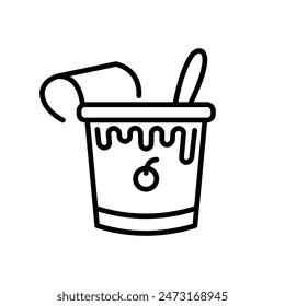 yogurt, line icon, isolated background