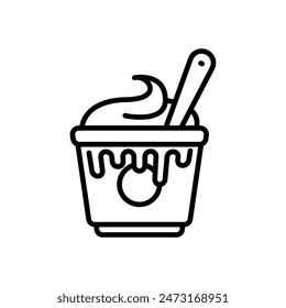 yogurt, line icon, isolated background