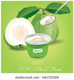 Yogurt made of guava, plastic cup.illustration vector