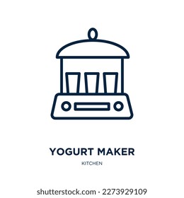 ícono de fabricante de yogur de la colección de cocina. Creador de yogur lineal delgado, yogur, icono de contorno de creador aislado en fondo blanco. Signo de fabricante de yogur vectorial de línea, símbolo para web y móvil