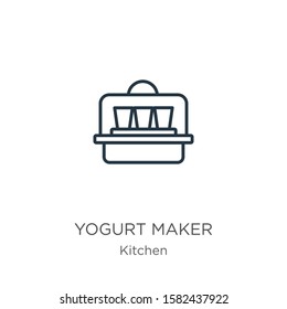 Yogurt maker icon. Thin linear yogurt maker outline icon isolated on white background from kitchen collection. Line vector sign, symbol for web and mobile