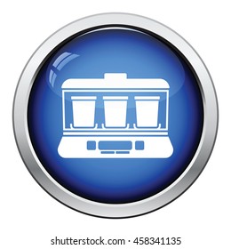 Yogurt maker machine icon. Glossy button design. Vector illustration.