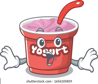 Yogurt mascot design concept with a surprised gesture