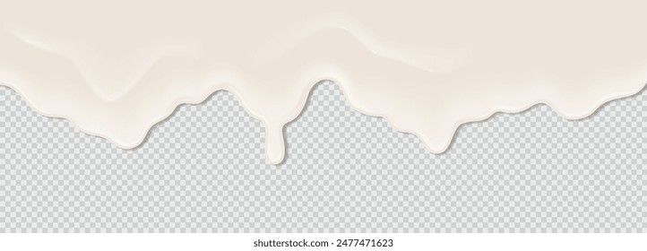 Yogurt, milk or cream surface creamy liquid melt splash flowing background. Vector white milk splash or ice cream flow soft texture on transparent background for sweet dessert design. 3D Illustration