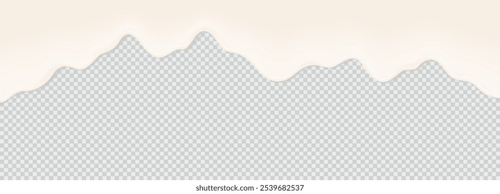 Yogurt, milk or cream surface creamy liquid melt splash flowing background. Vector white milk splash or ice cream flow soft texture on transparent background for sweet dessert design. 3D Illustration
