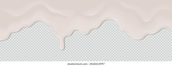 Yogurt, milk or cream surface creamy liquid melt splash flowing background. Vector white milk splash or ice cream flow soft texture on transparent background for sweet dessert design. 3D Illustration