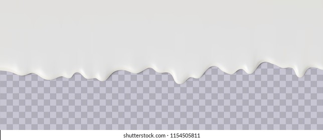 Yogurt or Milk flowing down, Dripping paint, isolated vector background.