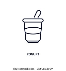 yogurt outline icon.  Thin line icon from fast food collection. Editable vector isolated on white background