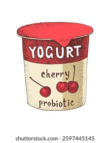 Yogurt in package hand drawn vector illustration