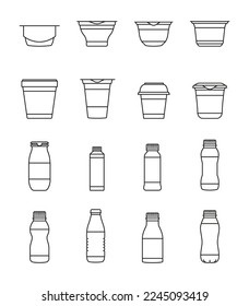 Jogurt-Verpackung. Symbol für Vektorgrafik-Rahmeneinstellung. Illustration des Jogurt-Containers auf weißem Hintergrund. Einzeln Vektorgrafik-Set Symbol Jogurt-Verpackung.