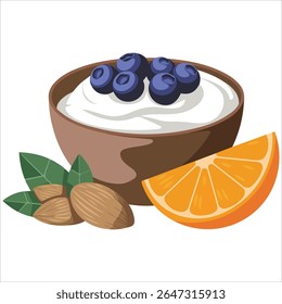 Parfait de iogurte com nozes e frutas isoladas