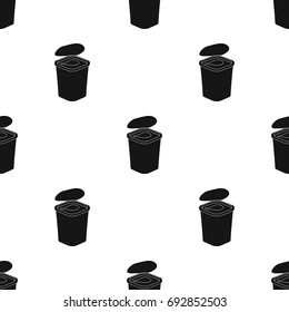 Yogurt in the plastic cup icon in black style isolated on white background. Milk product and sweet symbol stock vector illustration.
