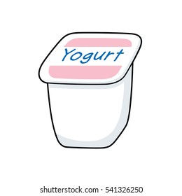 Yogurt in a plastic cup isolated.