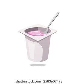 Yogurt in plastic cup isolated on white background.
