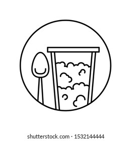 Yogurt, plastic cup, spoon icon. Simple line, outline vector of take away icons for ui and ux, website or mobile application